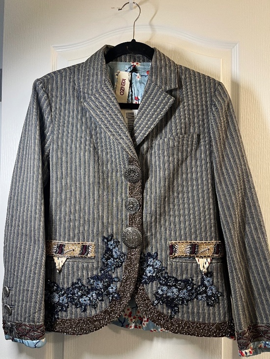 Kenzo Jackets & Blazers - Kenzo Women "Modèle Déposé" Cotton Jacket with Beaded Appliqué Made in France